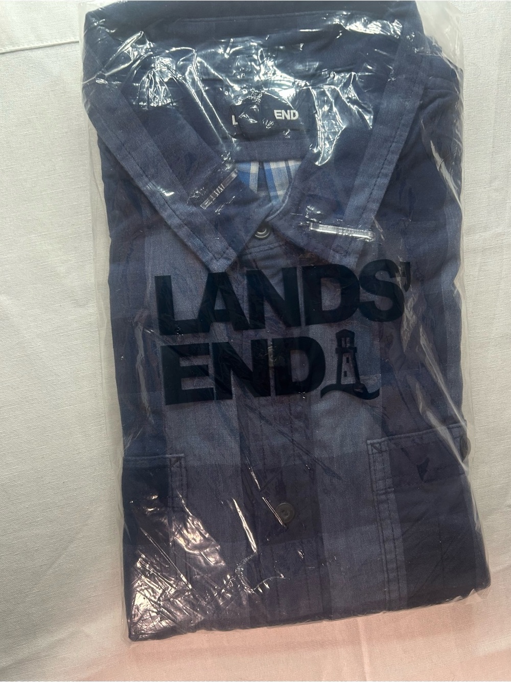 Lands' End Chambray Workshirt in Deep Blue